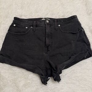 Madewell Curvy High-Rise Denim Shorts Womens 32 Black/dark charcoal
